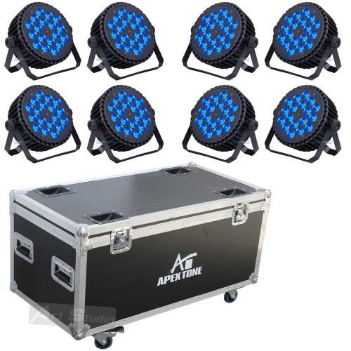 סט 8 פנסים עם קייס, 18*10W